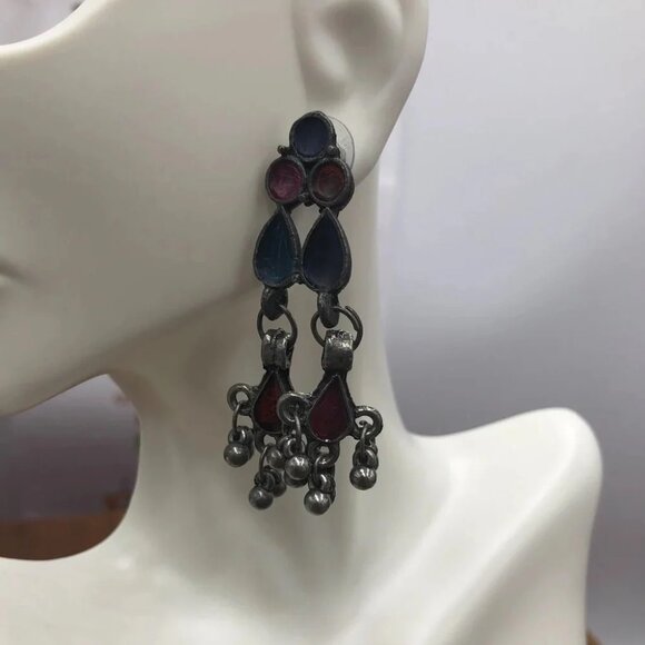 Antique Dangle Mirror Earrings - Picture 3 of 8